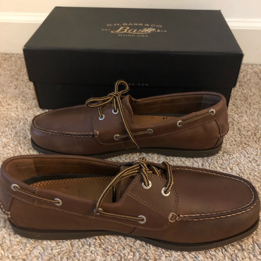 GH Bass & Co leather boat shoe ashbury rust, size 13 nib